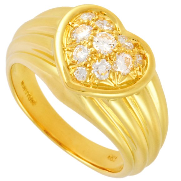 OTHERS Jewelry - Harry Winston HARRY WINSTON Heart Pavé Ring Diamond Size 11 K18YG Women's